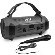 Pyle Wireless Portable Bluetooth Boombox Speaker - 600W Rechargeable Boom Box Speaker Portable Barrel Loud Stereo System with AUX Input, USB, 1/4 Mic in, Fm Radio, Dual 4 Subwoofer - Py