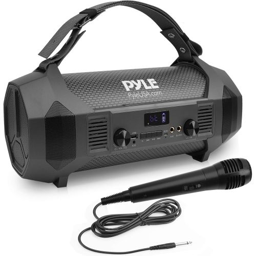  Pyle Wireless Portable Bluetooth Boombox Speaker - 600W Rechargeable Boom Box Speaker Portable Barrel Loud Stereo System with AUX Input, USB, 1/4 Mic in, Fm Radio, Dual 4 Subwoofer - Py