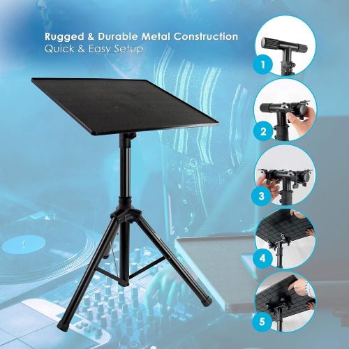  Pyle Pro DJ Laptop, Projector Stand - Adjustable Laptop Stand, Computer DJ Equipment Studio Stand Mount Holder, Height Adjustable, Laptop Projector Stand, 23 to 41, Good For Stage or St