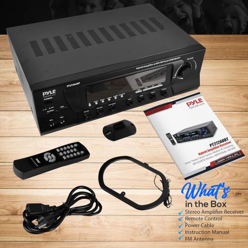  Wireless Bluetooth Audio Power Amplifier - 300W 4 Channel Home Theater Stereo Receiver with USB, AM FM, 2 Mic IN with Echo, RCA, LED, Speaker Selector - For Studio, Home Use - Pyle