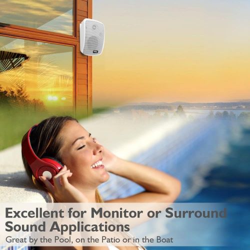  Outdoor Waterproof Wireless Bluetooth Speaker - 6.5 Inch Pair 2-Way Weatherproof Wall/Ceiling Mounted Dual Speakers w/Heavy Duty Grill, Universal Mount, Patio, Indoor Use - Pyle PD
