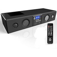 Pyle 3D Surround Bluetooth Soundbar - Sound System Bass Speakers Compatible to TV, USB, SD, FM Radio with 3.5mm AUX Input , Remote Control, For Home Theater, TV, - PSBV200BT,Black