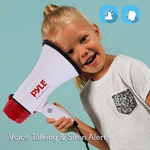  Pyle Megaphone Speaker PA Bullhorn - Built-in Siren - 20 Watt Adjustable Volume Control & 800 Yard Range - Ideal for Football, Soccer, Baseball, Cheerleading Fans, Coaches & Safety