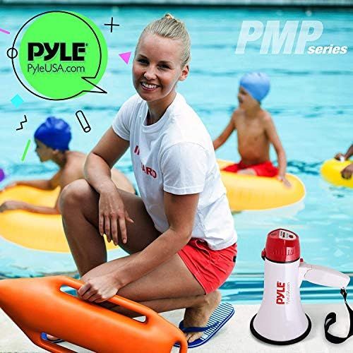  Pyle Megaphone Speaker PA Bullhorn - Built-in Siren - 20 Watt Adjustable Volume Control & 800 Yard Range - Ideal for Football, Soccer, Baseball, Cheerleading Fans, Coaches & Safety