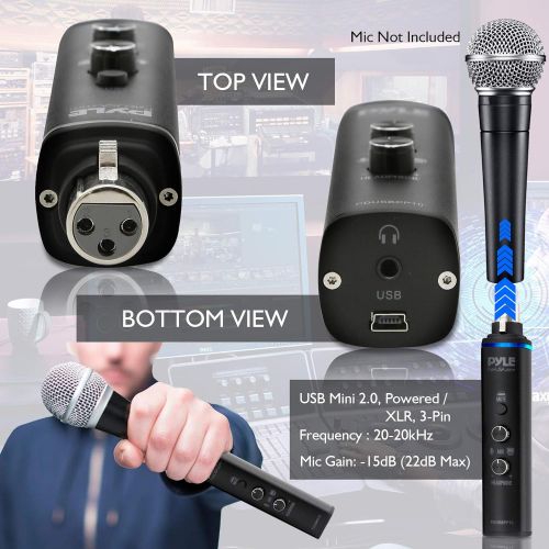 Pyle Microphone XLR-to-USB Signal Adapter - Universal Plug and Play XLR Mic to PC Adaptor for Digital Recording w/ Mix Audio Control, +48V Phantom Power, Headphone Volume, USB Cabl