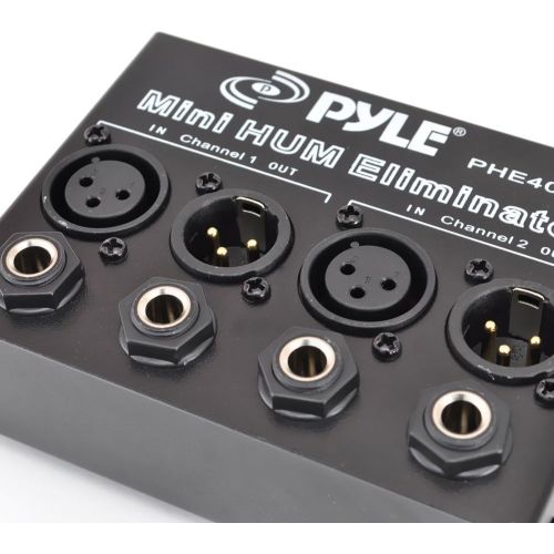  Pyle Compact Mini Hum Eliminator Box - 2 Channel Passive Ground Loop Isolator, Noise Filter, AC Buzz Destroyer, Hum Killer w/ 1/4 TRS Phone, XLR Input/Output, Uses 1:1 Isolation Transfo