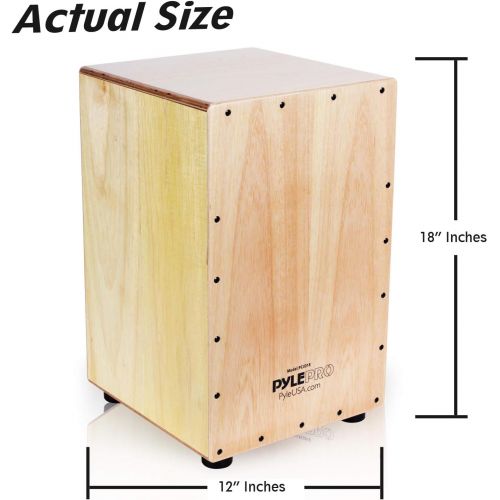  Pyle String Cajon - Wooden Percussion Box, with Internal Guitar Strings, Full Size