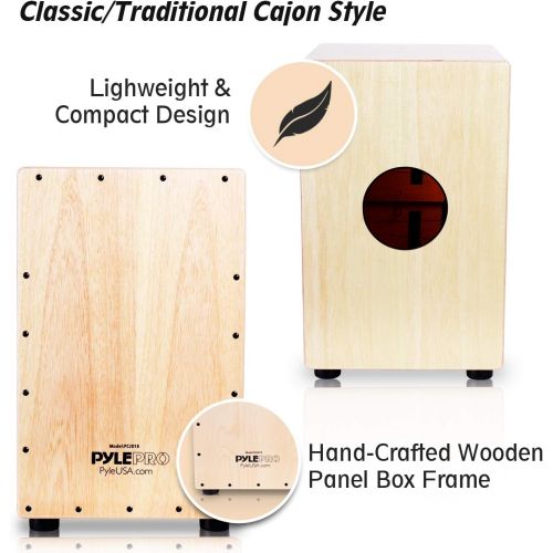  Pyle String Cajon - Wooden Percussion Box, with Internal Guitar Strings, Full Size