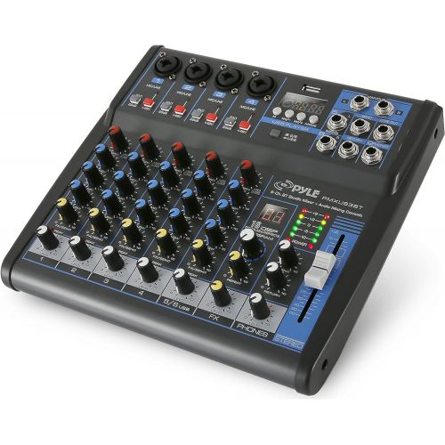  Pyle Professional Audio Mixer Sound Board Console - Desk System Interface with 6 Channel, USB, Bluetooth, Digital MP3 Computer Input, 48V Phantom Power, Stereo DJ Streaming & FX16