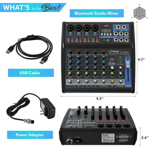  Pyle Professional Audio Mixer Sound Board Console - Desk System Interface with 6 Channel, USB, Bluetooth, Digital MP3 Computer Input, 48V Phantom Power, Stereo DJ Streaming & FX16