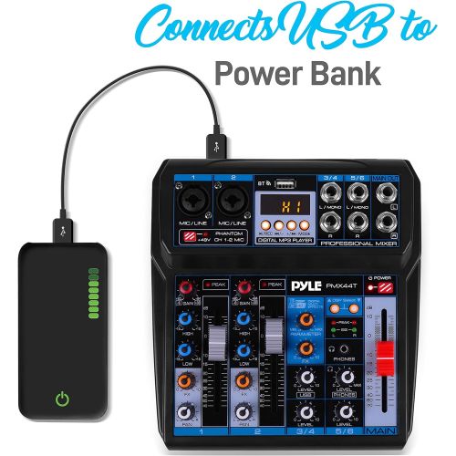  Pyle Professional Wireless DJ Audio Mixer - 6-Channel Bluetooth Compatible DJ Controller Sound Mixer w/DSP Effects, USB Audio Interface, Dual RCA in, XLR/1/4 Microphone in, Headphone Ja