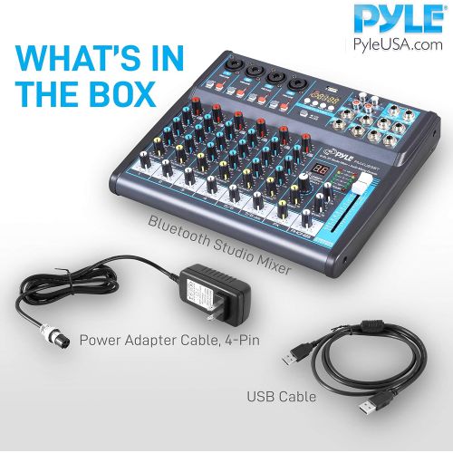 Professional Audio Mixer Sound Board Console Desk System Interface 8 Channel Digital USB Bluetooth MP3 Computer Input 48V Phantom Power Stereo DJ Studio FX 16Bit DSP Processor Pyle