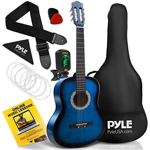  Beginner 36” Classical Acoustic Guitar - 6 String Junior Linden Wood Guitar w/ Wooden Fretboard, Gig Bag, Tuner, Nylon Strings, Picks, Strap, For Beginners, Kids Adults - Pyle PGAC