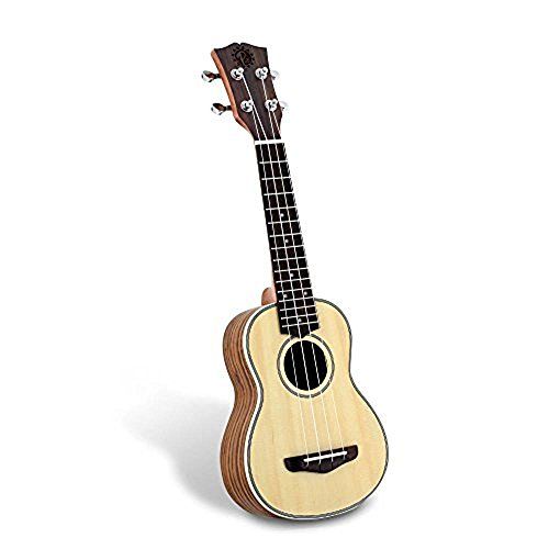  Solid Wood Spruce Soprano Ukulele Professional Instrument with Spruce Face, Mahogany Neck, Black Walnut Fingerboard & Bridge - Pyle Pro PUKT65