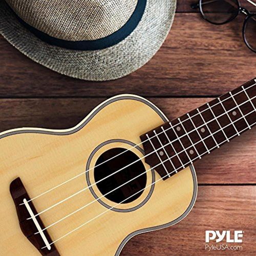  Solid Wood Spruce Soprano Ukulele Professional Instrument with Spruce Face, Mahogany Neck, Black Walnut Fingerboard & Bridge - Pyle Pro PUKT65