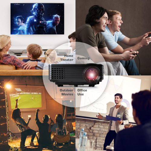  Portable Video Projector Full HD with Remote - Home Theater Projector Tv Digital Movie Projector - 1080p Support 80 Led LCD Display USB/HDMI Mac,Computer and Laptop - Pyle PRJG88