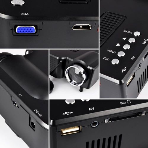  Pyle Full HD 1080p Mini Portable Pocket Video & Cinema Home Theater Projector - Built-in Stereo Speaker, LCD+LED Lamp, Digital Multimedia, HDMI, USB & VGA Inputs for TV PC Game Business