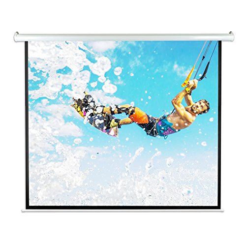  Pyle 84 Portable Motorized Matte White Projector Screen - Automatic Projection Display with Wall/Ceiling Mount, Remote and Case - for Home Movie Theater, Slide/Video Showing - PRJE