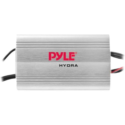  Pyle Hydra Marine Amplifier - Upgraded Elite Series 400 Watt 4 Channel Micro Amplifier - Waterproof, GAIN Level Controls, RCA Stereo Input, 3.5mm Jack, MP3 & Volume Control (PLMRMP