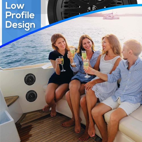  4 Inch Dual Marine Speakers - Waterproof and Weather Resistant Outdoor Audio Stereo Sound System with Polypropylene Cone, Cloth Surround and Low Profile Design - 1 Pair - PLMR41B (