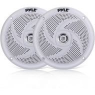 Pyle Marine Speakers - 5.25 Inch 2 Way Waterproof and Weather Resistant Outdoor Audio Stereo Sound System with 180 Watt Power and Low Profile Slim Style - 1 Pair - PLMRS5W (White)