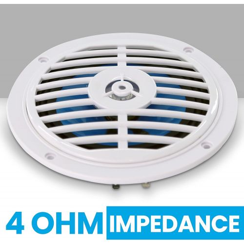  5.25 Inch Dual Marine Speakers - 2 Way Waterproof and Weather Resistant Outdoor Audio Stereo Sound System with 100 Watt Power, Polypropylene Cone and Cloth Surround - 1 Pair - PLMR