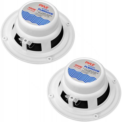  6.5 Inch Dual Marine Speakers - 2 Way Waterproof and Weather Resistant Outdoor Audio Stereo Sound System with 400 Watt Power, Polypropylene Cone and Butyl Rubber Surround - 1 Pair