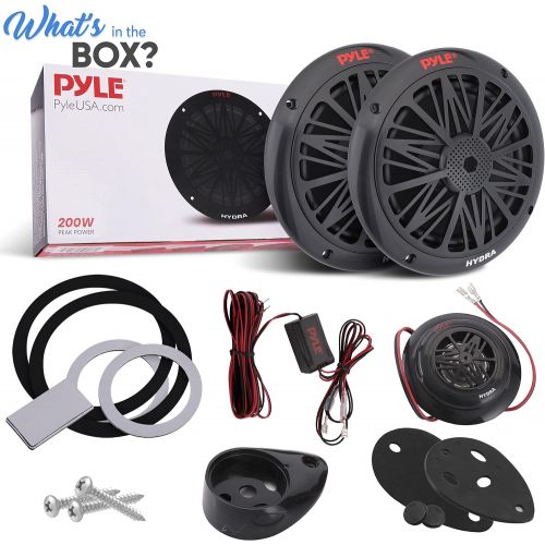  200 Watt Marine Boat Speaker System Weather Proof Dual 2 Way 6.5 Inch Outdoor Speakers w/ 85Hz-6kHz Frequency Response, Heavy Duty 8oz Magnet Structure - Pyle PLMR6KB