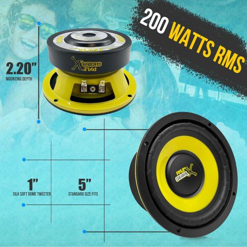  Pyle Car Mid Bass Speaker System - Pro 5 Inch 200 Watt 4 Ohm Auto Mid-Bass Component Poly Woofer Audio Sound Speakers For Car Stereo w/ 30 Oz Magnet Structure, 2.2” Mount Depth Fit