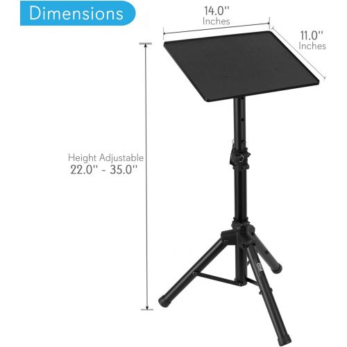  [아마존베스트]Universal Laptop Projector Tripod Stand - Computer, Book, DJ Equipment Holder Mount Height Adjustable Up to 35 Inches w/ 14 x 11 Plate Size - Perfect for Stage or Studio Use - Pyle