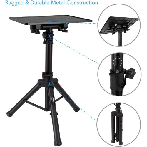  [아마존베스트]Universal Laptop Projector Tripod Stand - Computer, Book, DJ Equipment Holder Mount Height Adjustable Up to 35 Inches w/ 14 x 11 Plate Size - Perfect for Stage or Studio Use - Pyle