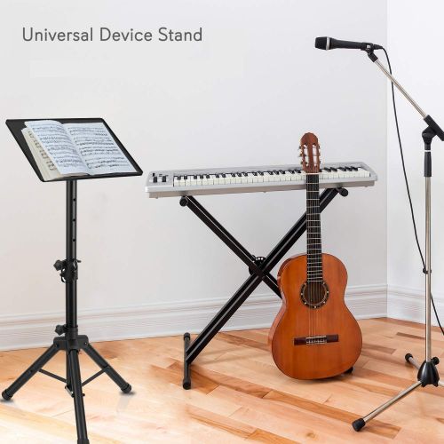  [아마존베스트]Universal Laptop Projector Tripod Stand - Computer, Book, DJ Equipment Holder Mount Height Adjustable Up to 35 Inches w/ 14 x 11 Plate Size - Perfect for Stage or Studio Use - Pyle