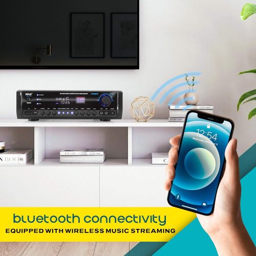  [아마존베스트]Wireless Bluetooth Power Amplifier System 300W 4 Channel Home Theater Audio Stereo Sound Receiver Box Entertainment w/ USB, RCA, 3.5mm AUX, LED, Remote for Speaker, PA, Studio-Pyle