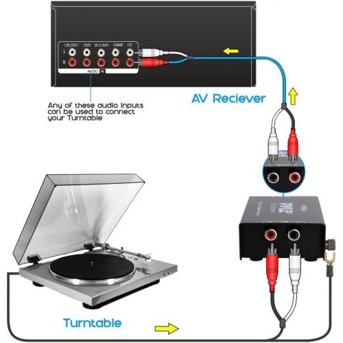  [아마존베스트]Pyle Phono Turntable Preamp - Mini Electronic Audio Stereo Phonograph Preamplifier with RCA Input, RCA Output & Low Noise Operation Powered by 12 Volt DC Adapter - PP999