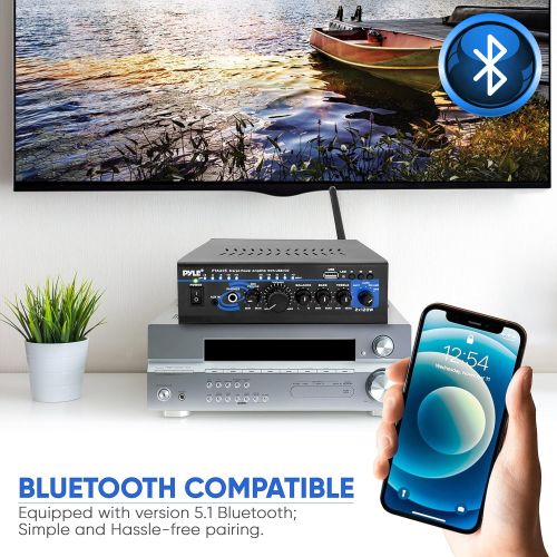  [아마존베스트]Pyle 2X120 Watt Home Audio Power Amplifier - Portable 2 Channel Surround Sound Stereo Receiver w/ USB IN - For Amplified Subwoofer Speaker, CD DVD, MP3, iPhone, Phone, Theater, PA