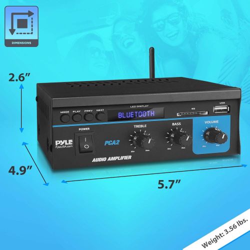  [아마존베스트]Home Audio Power Amplifier System 2X40W Mini Dual Channel Sound Stereo Receiver Box w/ LED For Amplified Speakers, CD Player, Theater via 3.5mm RCA for Studio, Home Use Pyle PCA2 B