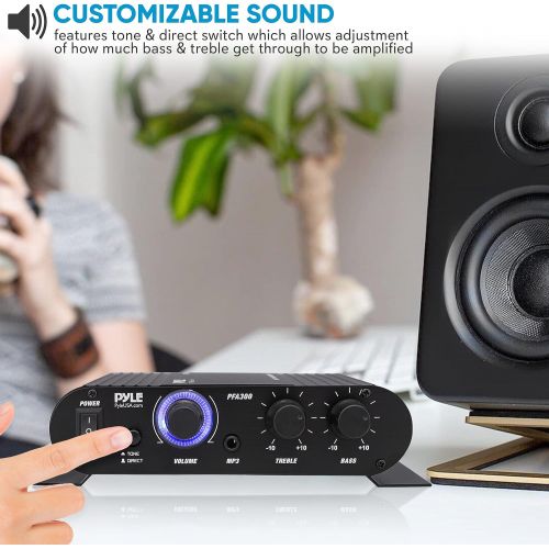  [아마존베스트]Pyle Power Home HiFi Stereo Amplifier - 90 Watt Portable Dual Channel Surround Sound Audio Receiver w/ 12V Adapter - For Subwoofer Speaker, MP3, iPad, iPhone, Car, Marine Boat, PA Syste