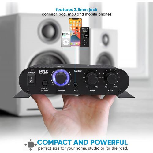  [아마존베스트]Pyle Power Home HiFi Stereo Amplifier - 90 Watt Portable Dual Channel Surround Sound Audio Receiver w/ 12V Adapter - For Subwoofer Speaker, MP3, iPad, iPhone, Car, Marine Boat, PA Syste