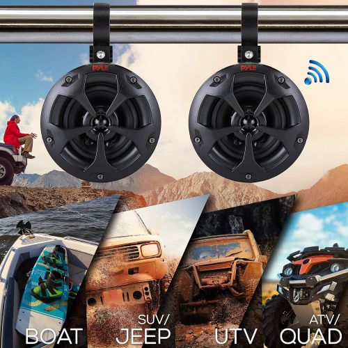  [아마존베스트]2-Way Dual Bluetooth Off-Road Speakers - 4 Inch 800W Marine Waterproof Wakeboard Speakers, Full Range Outdoor for ATV, Snow Mobile UTV, Quad, Jeep, Boat - Pyle PLUTV46BTA