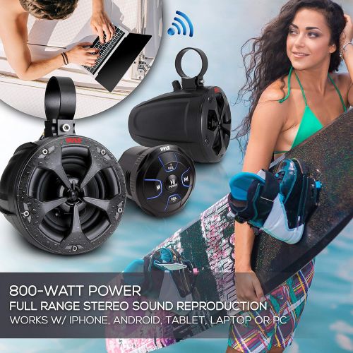  [아마존베스트]2-Way Dual Bluetooth Off-Road Speakers - 4 Inch 800W Marine Waterproof Wakeboard Speakers, Full Range Outdoor for ATV, Snow Mobile UTV, Quad, Jeep, Boat - Pyle PLUTV46BTA