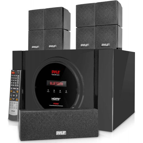  [아마존베스트]5.1 Channel Home Theater Speaker System - 300W Bluetooth Surround Sound Audio Stereo Power Receiver Box Set w/ Built-in Subwoofer, 5 Speakers, Remote, FM Radio, RCA - Pyle PT589BT,