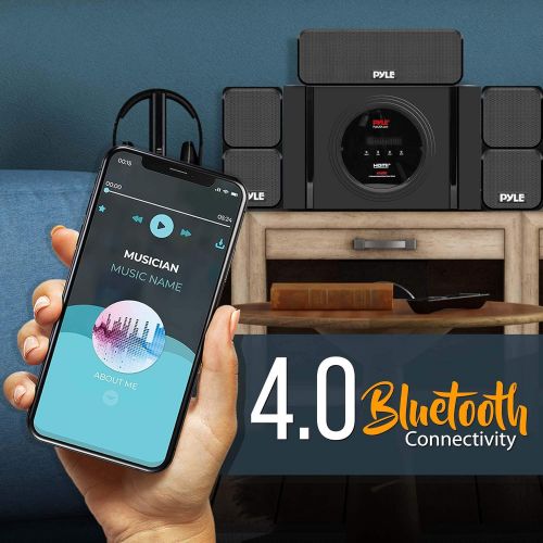  [아마존베스트]5.1 Channel Home Theater Speaker System - 300W Bluetooth Surround Sound Audio Stereo Power Receiver Box Set w/ Built-in Subwoofer, 5 Speakers, Remote, FM Radio, RCA - Pyle PT589BT,