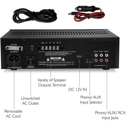  [아마존베스트]Pyle Compact Public Address Mono Amplifier - Professional 50W Mini Home Power Audio Sound PA Speaker Receiver System w/ RCA, Headphone, 2 Microphone Inputs, Independent Volume Control -
