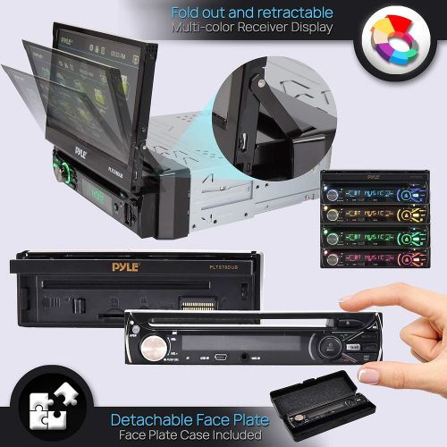  [아마존베스트]Pyle Single DIN Head Unit Receiver - In-Dash Car Stereo with 7” Multi-Color Touchscreen Display - Audio Video System with Bluetooth for Wireless Music Streaming & Hands-free Callin