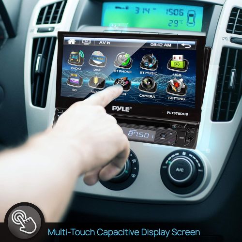  [아마존베스트]Pyle Single DIN Head Unit Receiver - In-Dash Car Stereo with 7” Multi-Color Touchscreen Display - Audio Video System with Bluetooth for Wireless Music Streaming & Hands-free Callin