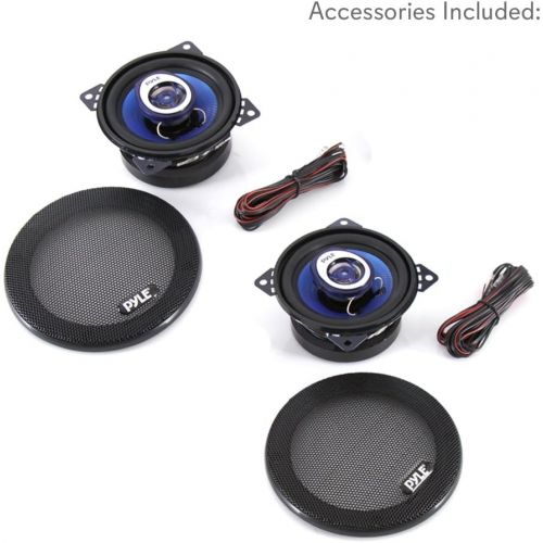  [아마존베스트]Pyle 4 Car Sound Speaker (Pair) - Upgraded Blue Poly Injection Cone 2-Way 180 Watt Peak w/ Non-fatiguing Butyl Rubber Surround 110 - 20Khz Frequency Response 4 Ohm & 3/4 ASV Voice Coil