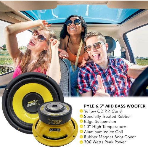  [아마존베스트]Pyle 6.5 Inch Mid Bass Woofer Sound Speaker System - Pro Loud Range Audio 300 Watt Peak Power w/ 4 Ohm Impedance and 60-20KHz Frequency Response for Car Component Stereo PLG64