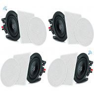 [아마존베스트]Pyle 5.25” 4 Bluetooth Flush Mount In-wall In-ceiling 2-Way Speaker System Quick Connections Changeable Round/Square Grill Polypropylene Cone & Tweeter Stereo Sound 4 Ch Amplifier
