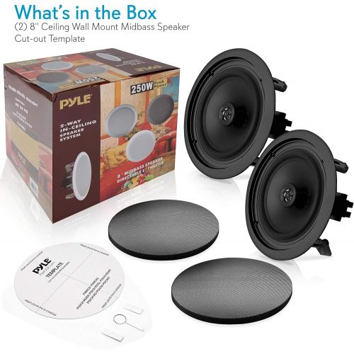  [아마존베스트]Pyle PDIC81RDBK, 8 Ceiling Wall Mount Speakers - Pair of 2-Way Midbass Woofer Speaker 1/2 Polymer Dome Tweeter Flush Design w/ 50Hz - 20kHz Frequency Response & 250 Watts Peak Easy