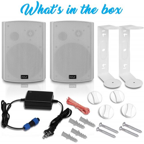  [아마존베스트]Pyle Outdoor Wall-Mount Patio Stereo Speaker - Waterproof Bluetooth Wireless & No Amplifier Needed - Portable Electric Theater Sound Surround System for Home Party Cabinet Enclosure- Py